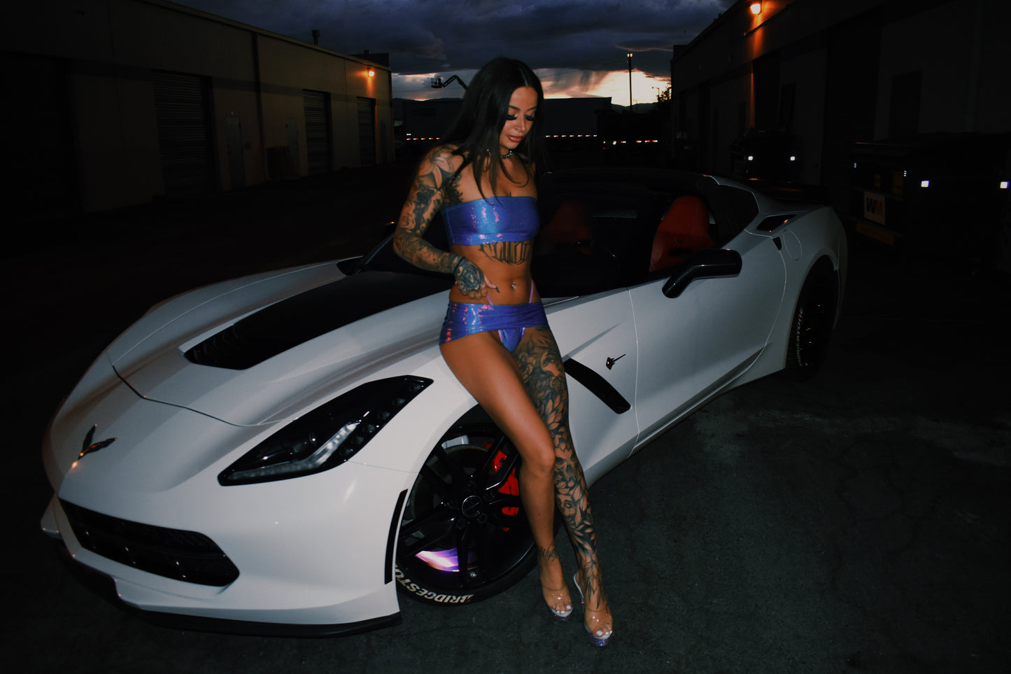 Turquoise/Fuschia Holographic Bandeau 3 Piece Set