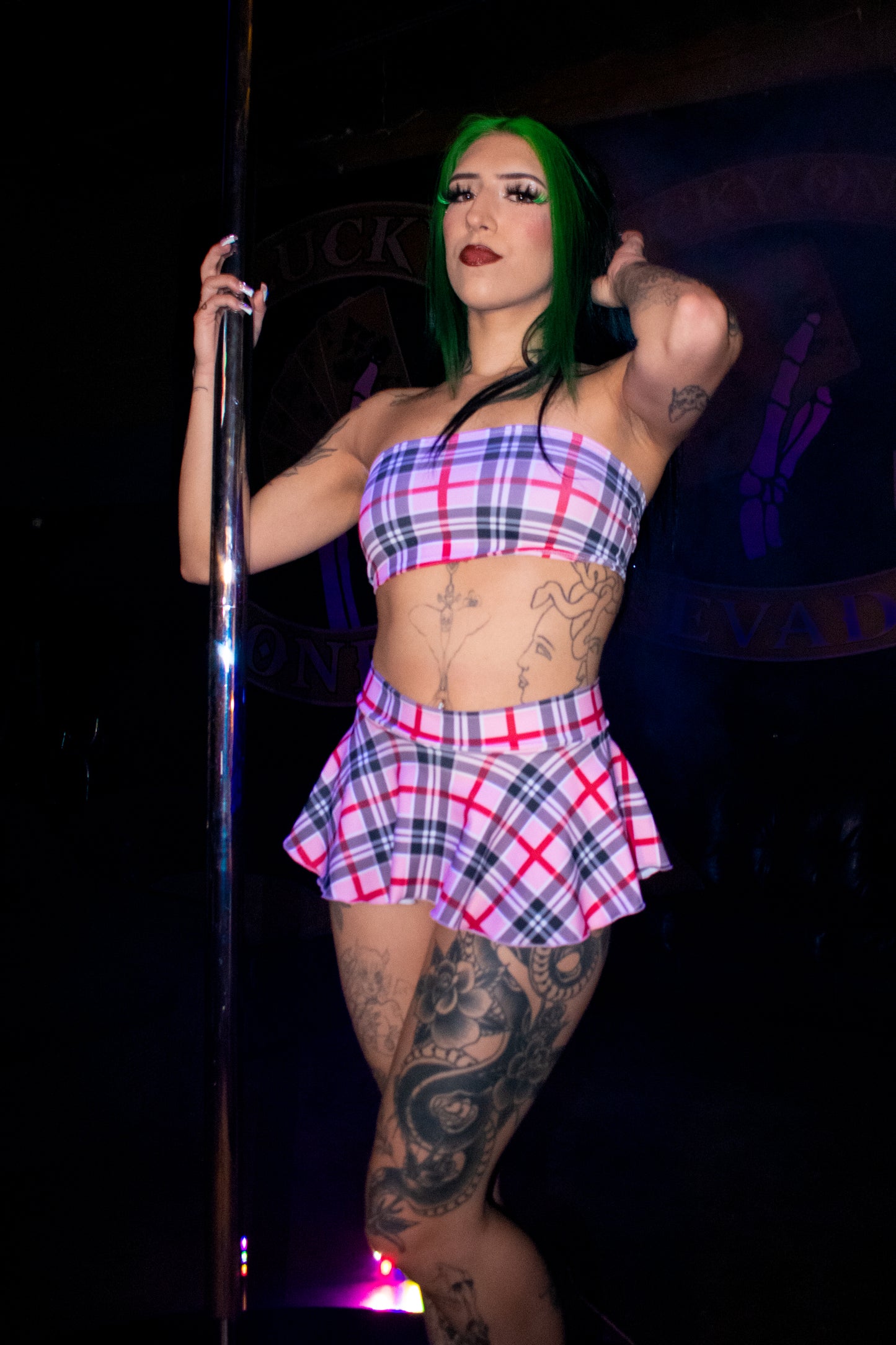 Baby Pink Plaid Skirt