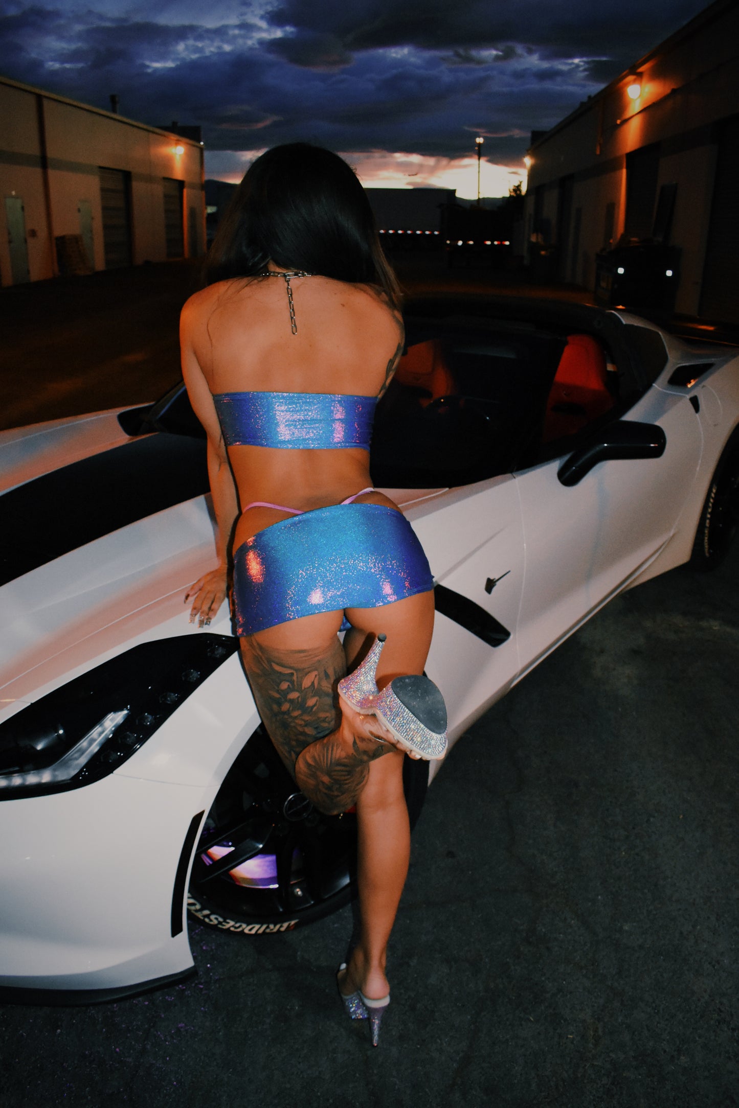 Turquoise/Fuschia Holographic Bandeau 3 Piece Set