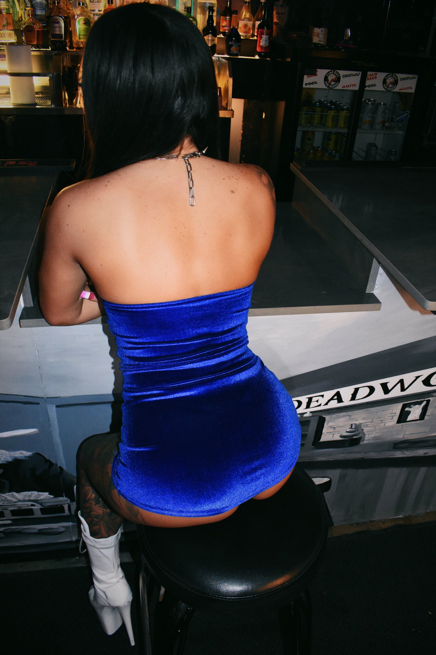 Royal Blue Velvet Dress
