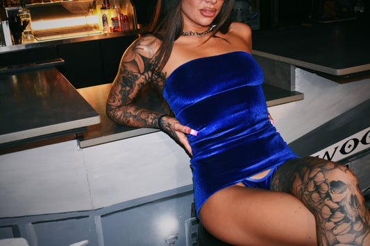 Royal Blue Velvet Dress